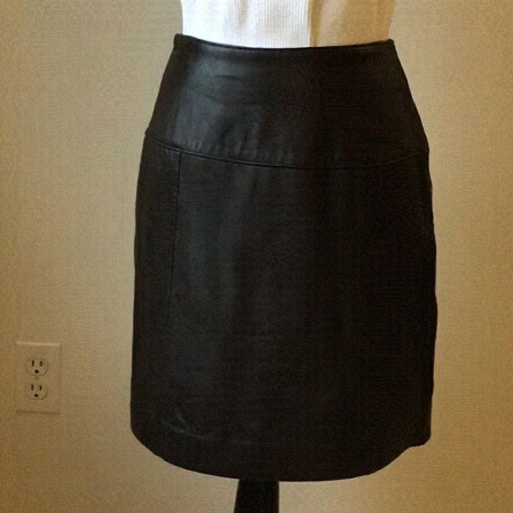 𝅺new Zealand lamb skin leather skirt chocolate brown.